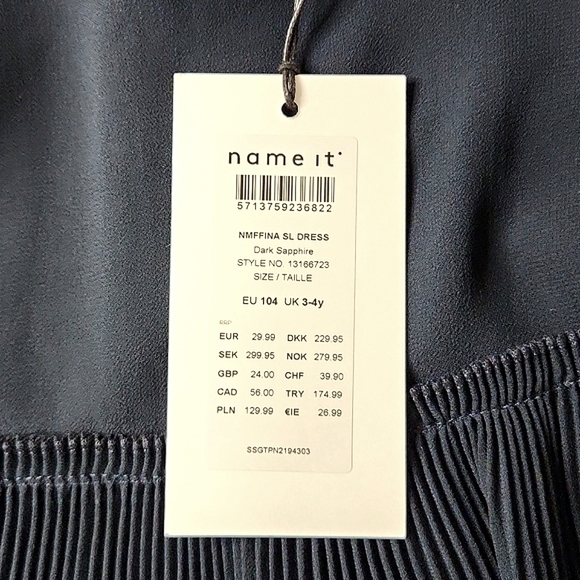 Name It• Navy Pleated Girls Dress, Size 4 ~ NWT - Picture 7 of 7